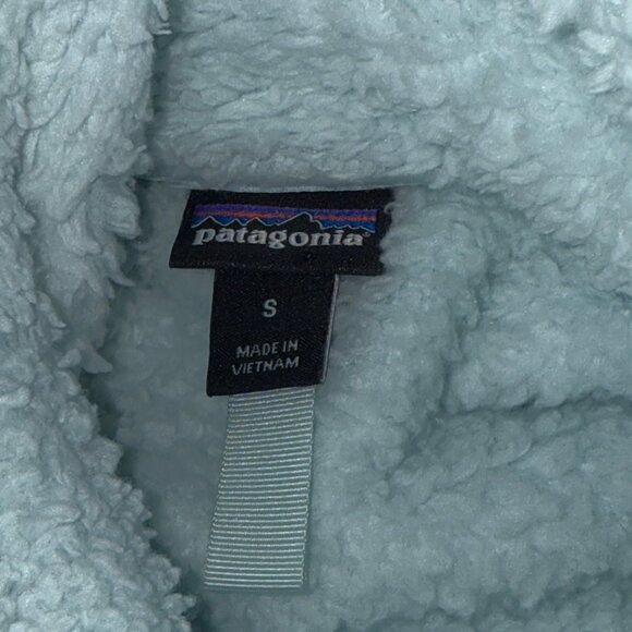 Patagonia Fleece Pullover Womens S Light Blue Sherpa Quarter Zip Warm Soft Layer - Picture 5 of 6